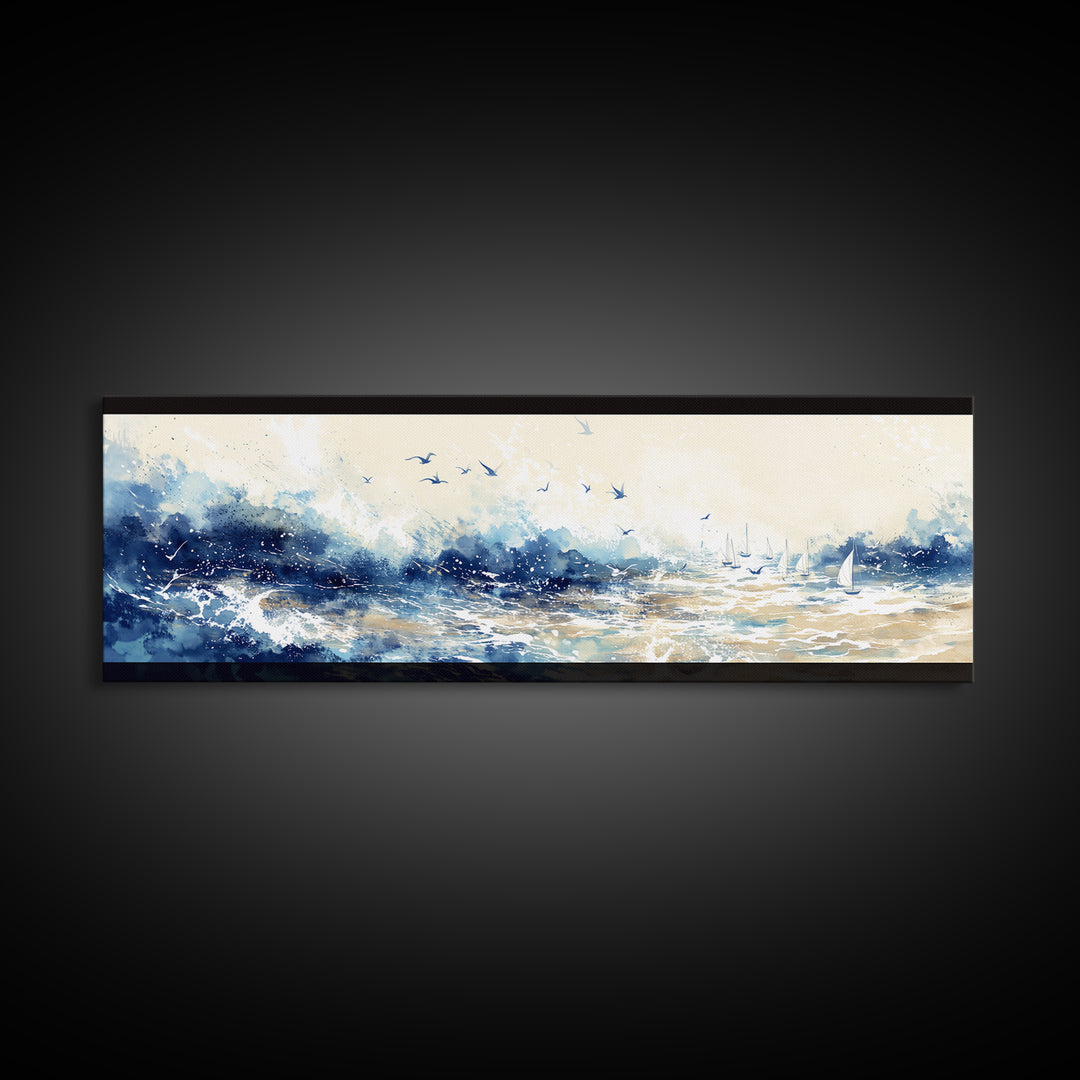Coastal Water Study Canvas Print, General Fine Art, Framed Wall Art, Living Room Decor, Fine Art, Luxury Decor, GEN-3x1-45