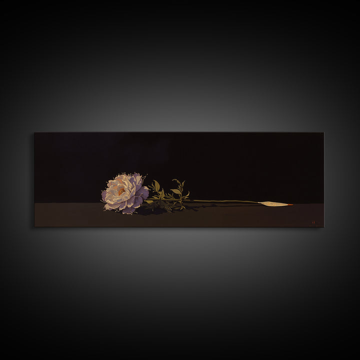 Single Sculptural Flower on a Dark Ground Canvas Print, General Fine Art, Canvas Wall Art, Living Room Decor, Fine Art, GEN-3x1-49