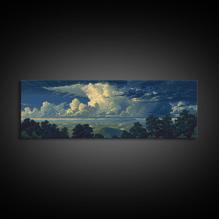 Romantic Cloudscape with Blush and Cream Tones Canvas Print, General Fine Art, Original Painting, Living Room Decor, GEN-3x1-58
