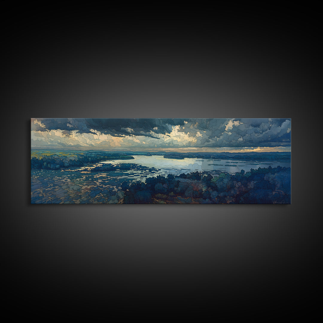 Quiet Abstract River Shape Framed Canvas Print, General Fine Art, Luxury Decor, Living Room Decor, Abstract Art, GEN-3x1-64