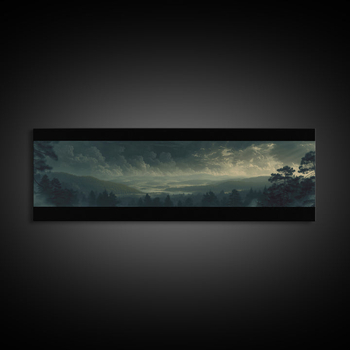Moody Forest Clearing Framed Canvas Print, General Fine Art, Poster, Living Room Decor, Fine Art, Wall Art Prints, GEN-3x1-72