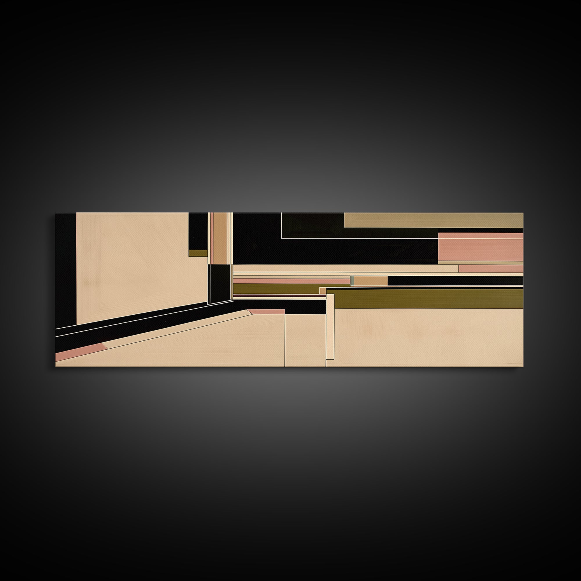 Modern Geometric Composition Framed Canvas Print, General Fine Art, Art Deco, Living Room Decor, Fine Art, Fine Art Print, GEN-3x1-74