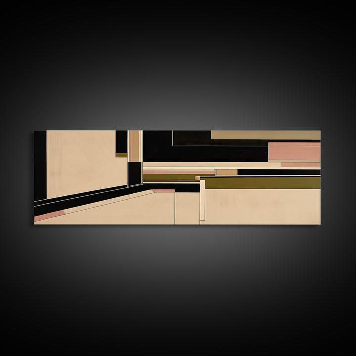 Modern Geometric Composition Framed Canvas Print, General Fine Art, Art Deco, Living Room Decor, Fine Art, Fine Art Print, GEN-3x1-74