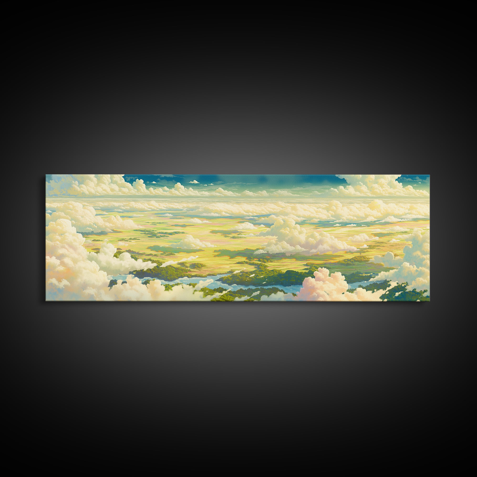 Romantic Cloudscape with Blush and Cream Tones Canvas Print, General Fine Art, Original Painting, Living Room Decor, GEN-3x1-82