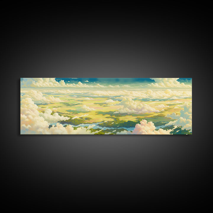 Romantic Cloudscape with Blush and Cream Tones Canvas Print, General Fine Art, Original Painting, Living Room Decor, GEN-3x1-82