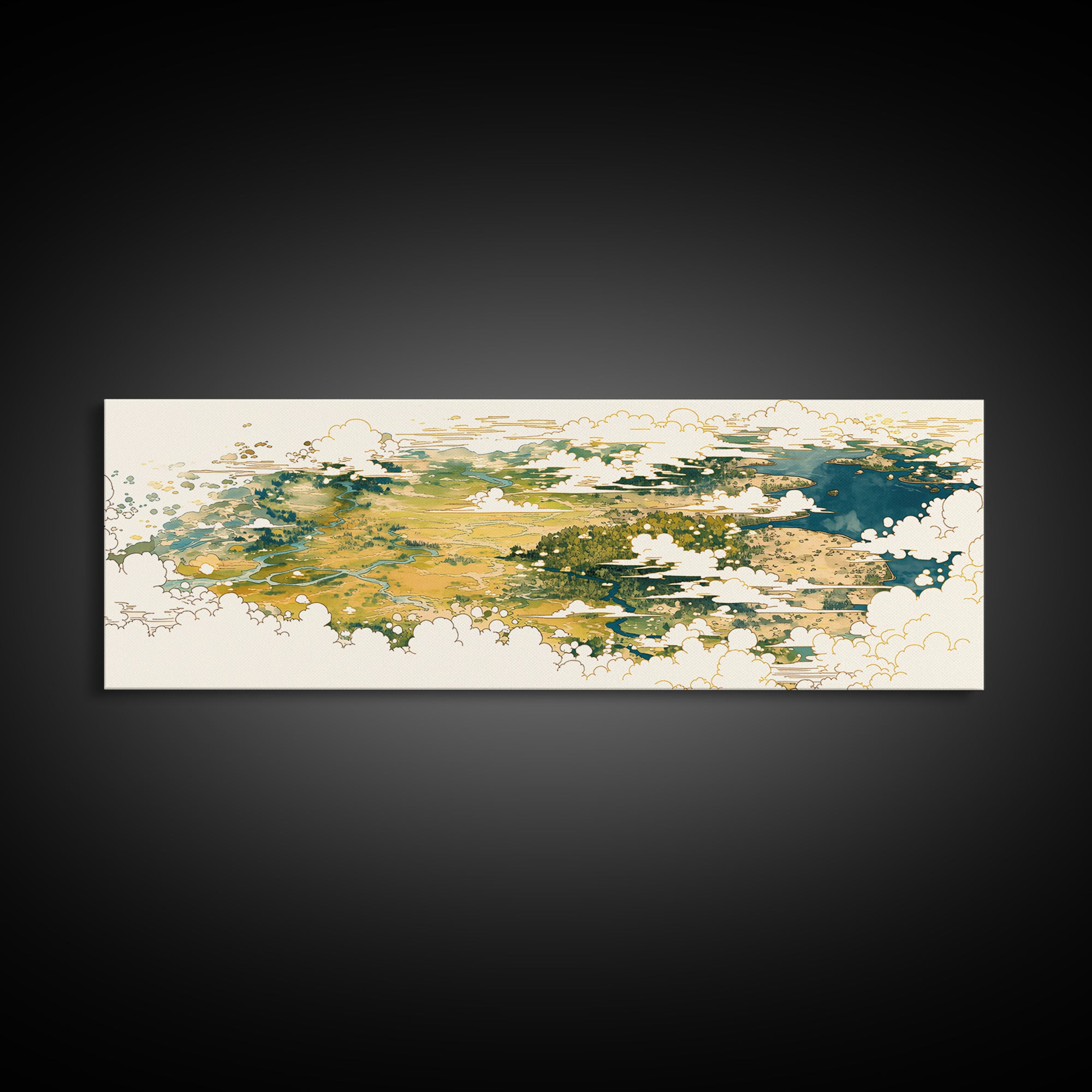 Quiet Abstract River Shape Canvas Print, General Fine Art, Wall Art, Living Room Decor, Abstract Art, Printable, GEN-3x1-88