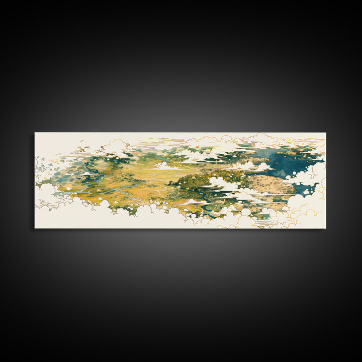 Quiet Abstract River Shape Canvas Print, General Fine Art, Wall Art, Living Room Decor, Abstract Art, Printable, GEN-3x1-88