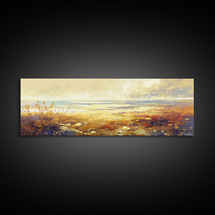 Quiet Abstract Landscape Framed Canvas Print, General Fine Art, Boho Decor, Living Room Decor, Fine Art, Wall Decor, GEN-3x1-89