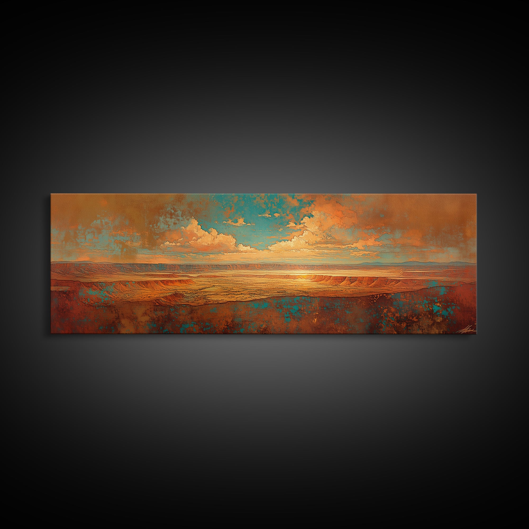 Serene Desert Horizon Framed Canvas Print, General Fine Art, Mid Century Modern, Living Room Decor, Fine Art, GEN-3x1-9