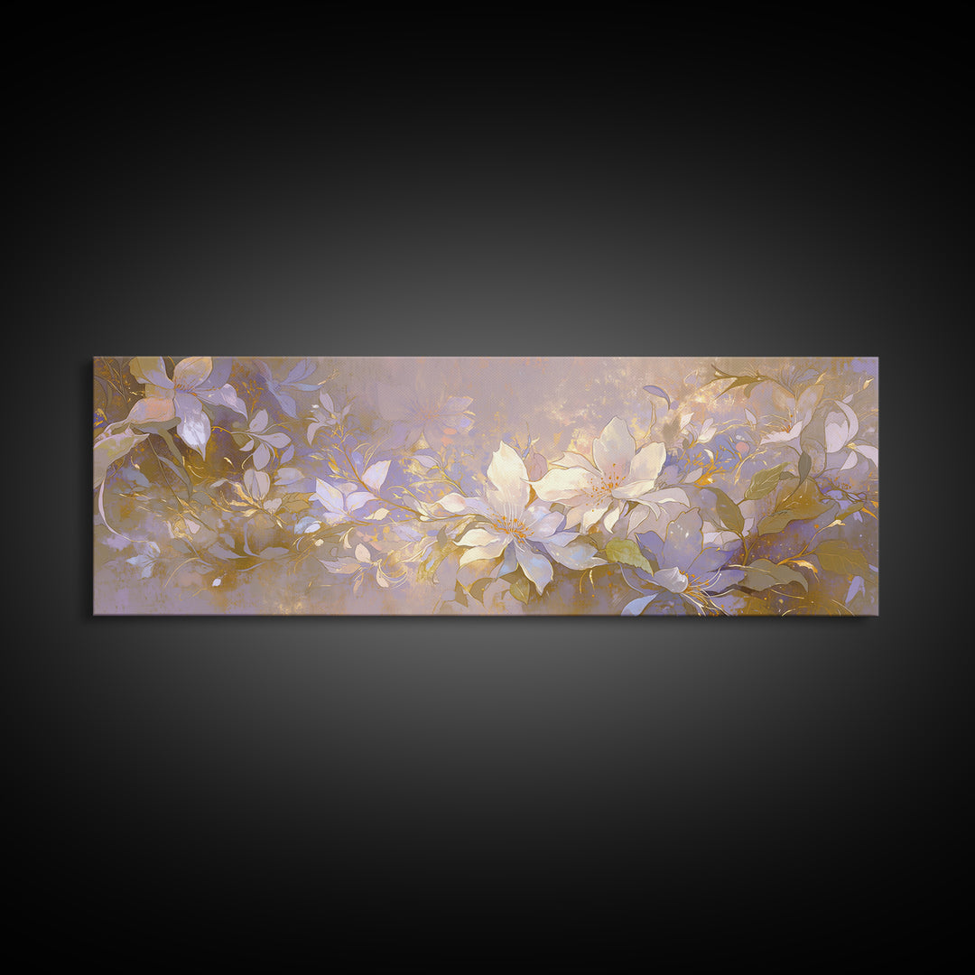 Large Neutral Floral Study Framed Canvas Print, General Fine Art, Framed Wall Art, Living Room Decor, Fine Art, GEN-3x1-90