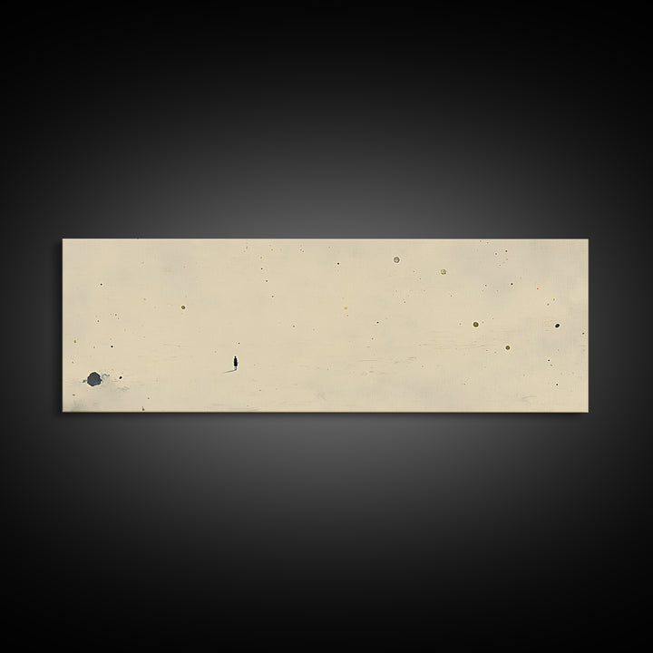 Minimal Black Line Figure on Textured Paper Canvas Print, General Fine Art, Painting, Living Room Decor, Fine Art, GEN-3x1-91