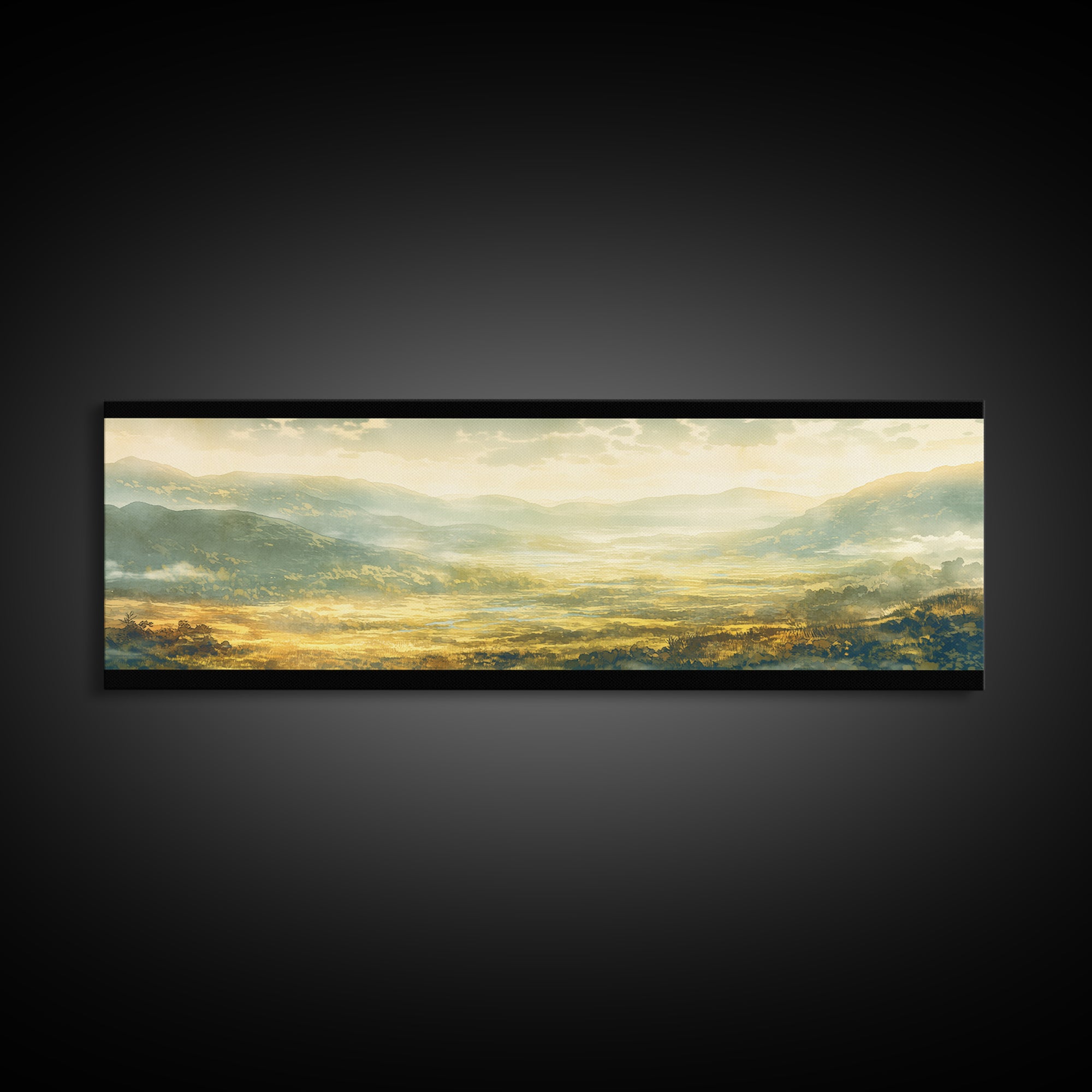 Misty Mountain Valley Canvas Print, General Fine Art, Decor, Living Room Decor, Fine Art, Digital Wall Art, Large Wall Art, GEN-3x1-92