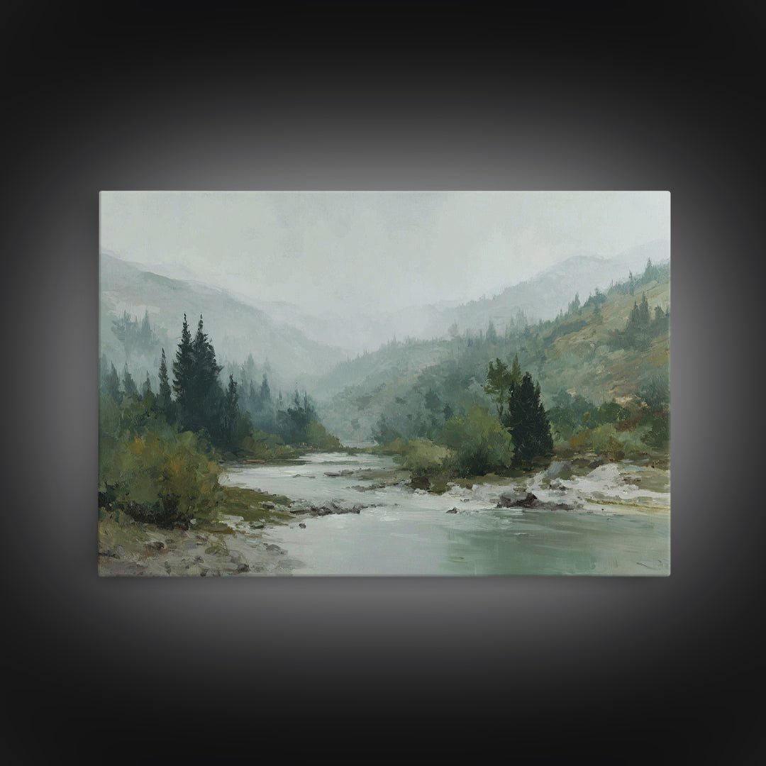 Quiet Abstract River Shape Framed Canvas Print, General Fine Art, Wall Art, Living Room Decor, Abstract Art, GEN-3x2-100
