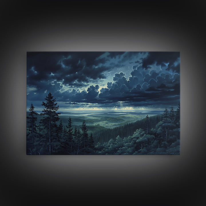 Moody Forest Clearing Canvas Print, General Fine Art, Wall Hanging, Living Room Decor, Oil Painting, Statement Artwork, GEN-3x2-12