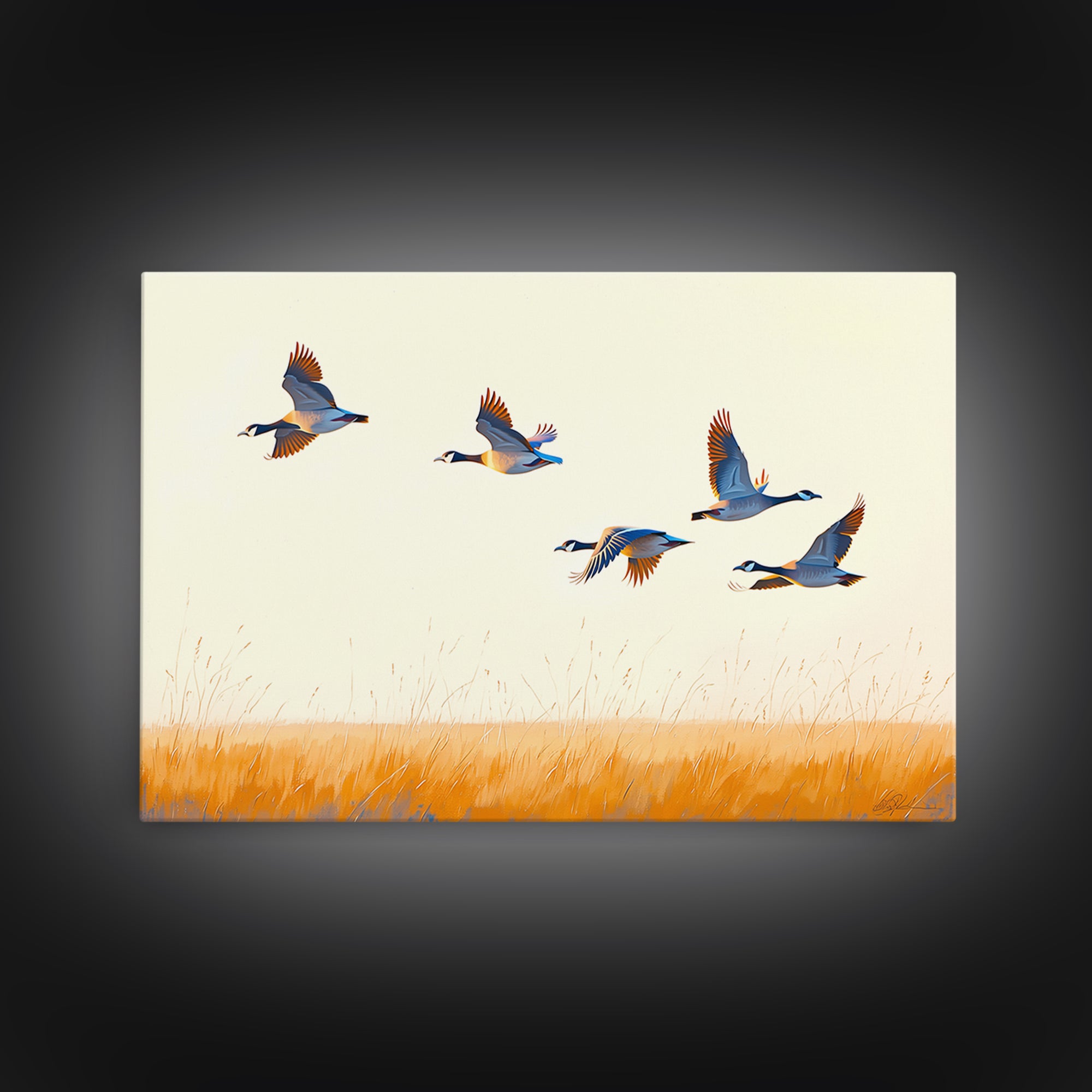 Minimal Birds in Flight over an Open Framed Canvas Print, General Fine Art, Art Prints, Living Room Decor, Fine Art, GEN-3x2-2