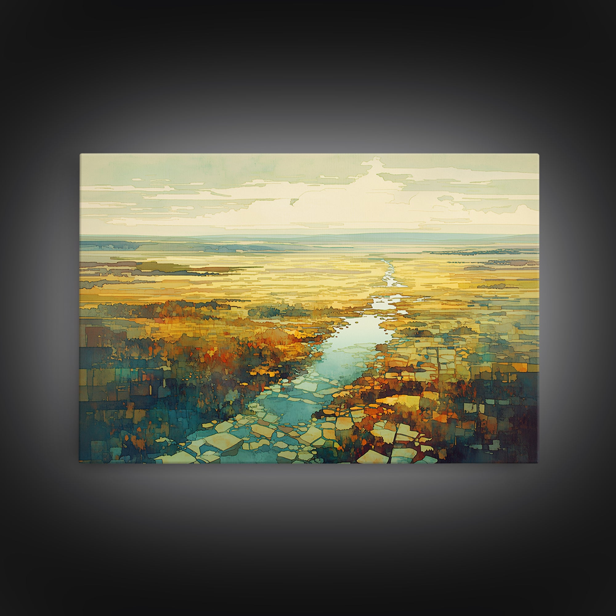 Quiet Abstract River Shape Canvas Print, General Fine Art, Canvas, Living Room Decor, Abstract Art, Canvas Art, GEN-3x2-4