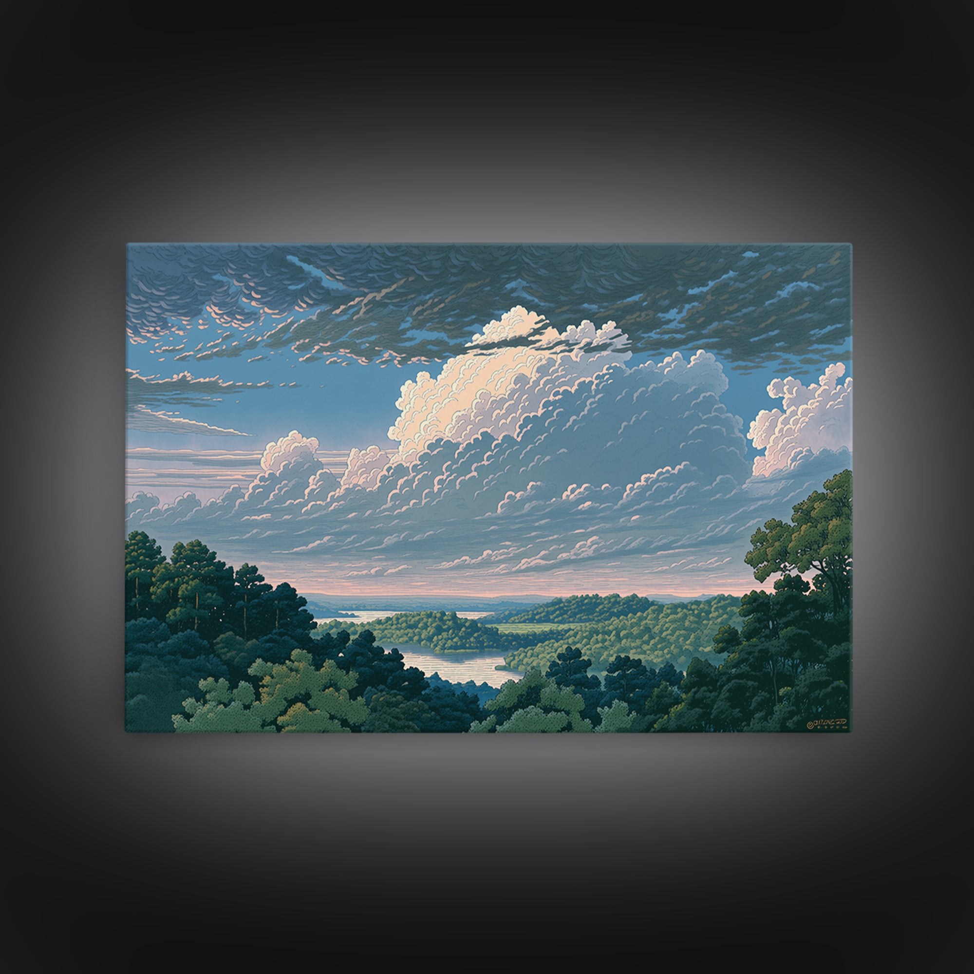 Romantic Cloudscape with Blush and Cream Tones Canvas Print, General Fine Art, Large Wall Art, Living Room Decor, GEN-3x2-46