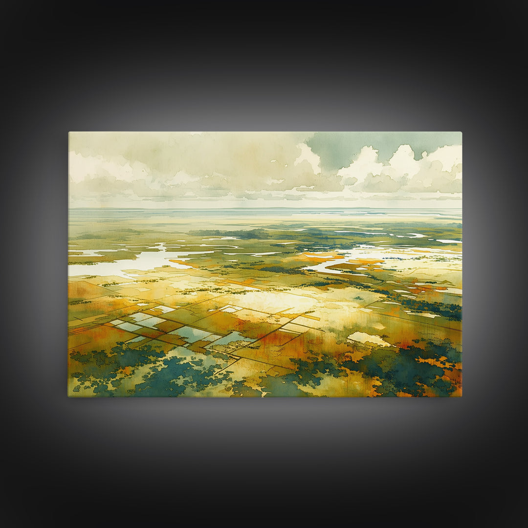 Quiet Abstract Landscape Framed Canvas Print, General Fine Art, Abstract Art, Living Room Decor, Oil Painting, GEN-3x2-5