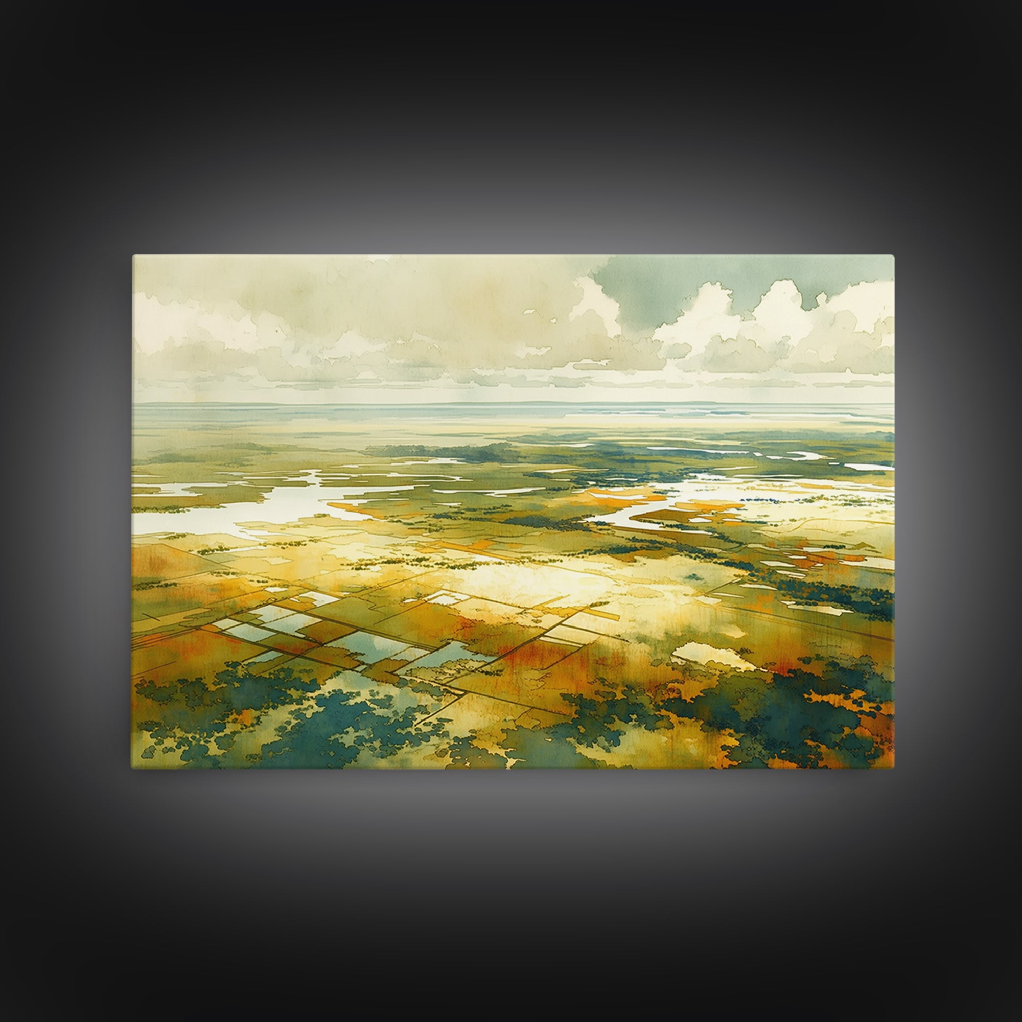 Quiet Abstract Landscape Framed Canvas Print, General Fine Art, Abstract Art, Living Room Decor, Oil Painting, GEN-3x2-5