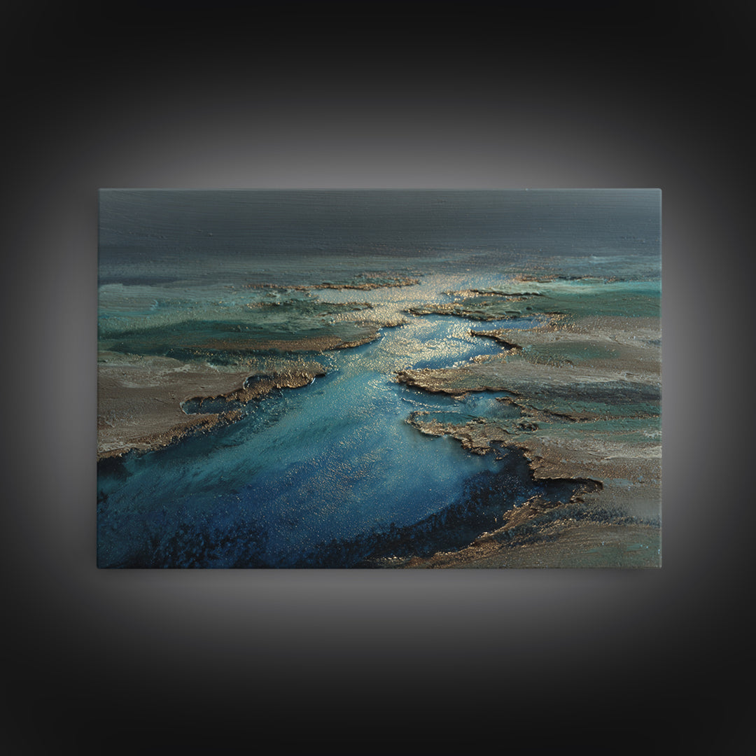 Quiet Abstract River Shape Canvas Print, General Fine Art, Canvas Wall Art, Living Room Decor, Fine Art, Textured Painting, GEN-3x2-52