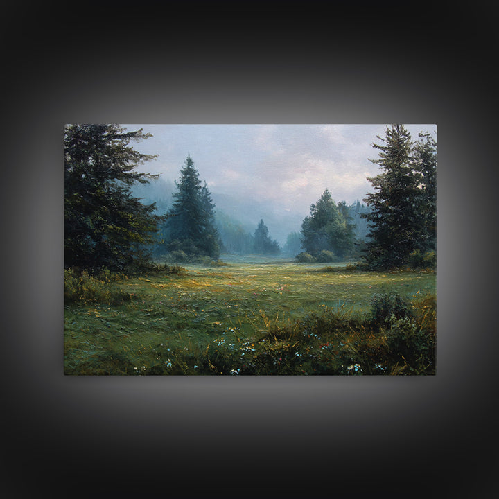 Sunlit Meadow with Loose Impressionist Brushwork Canvas Print, General Fine Art, Digital Wall Art, Living Room Decor, Fine Art, GEN-3x2-66