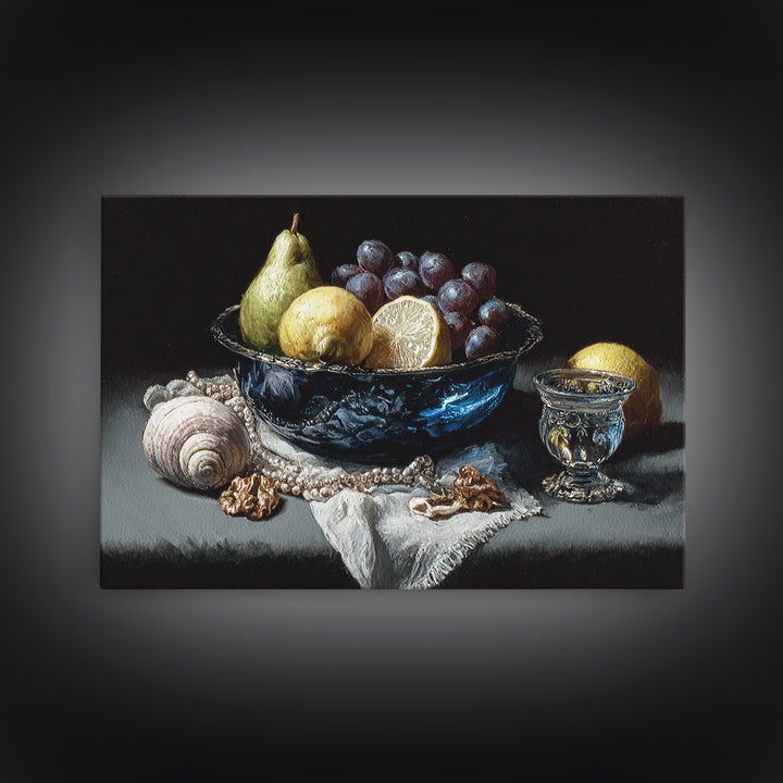Simple Still Life of Fruit and Linen Canvas Print, General Fine Art, Minimalist Decor, Living Room Decor, Fine Art, GEN-3x2-68