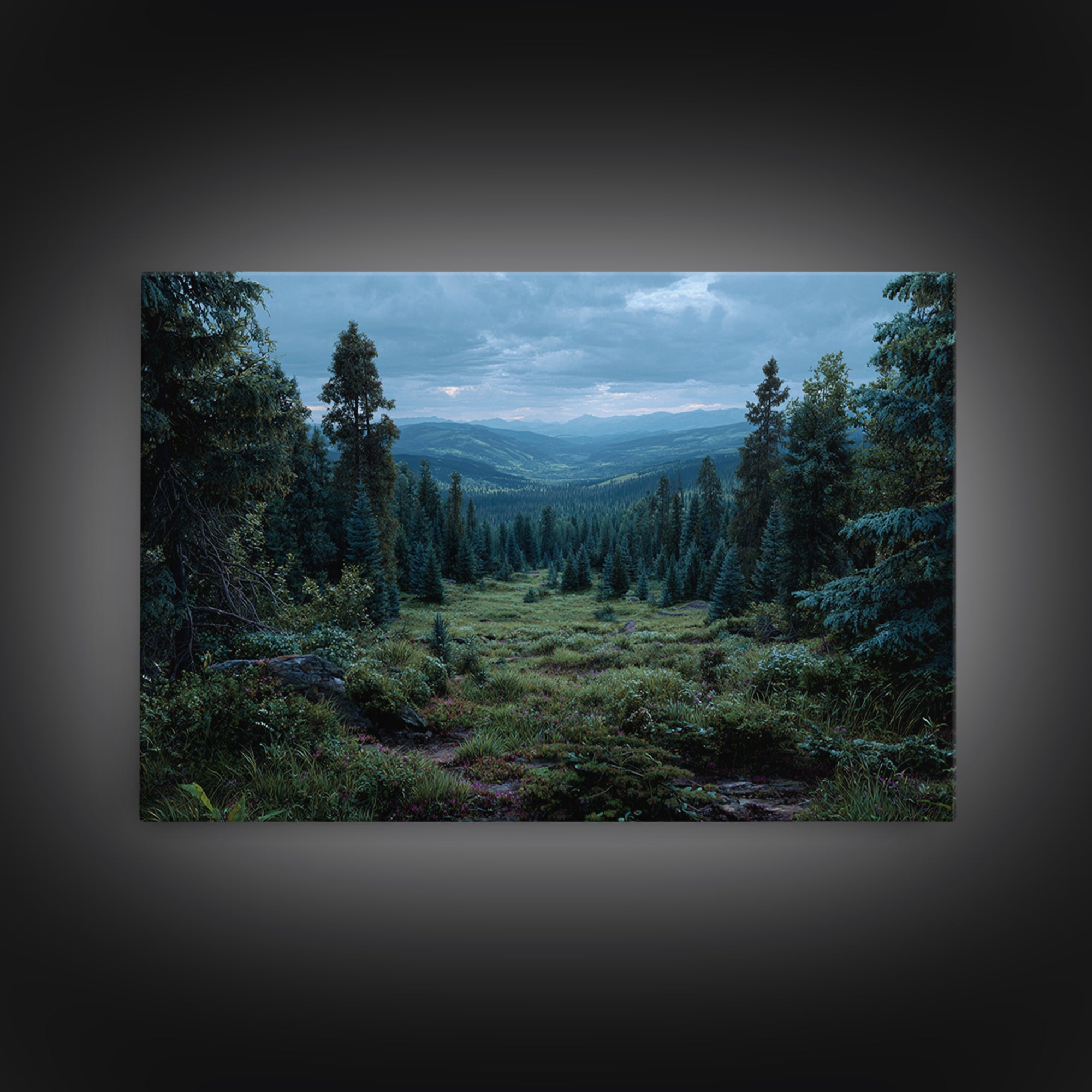 Moody Forest Clearing Canvas Print, General Fine Art, Poster, Living Room Decor, Fine Art, Wall Art Prints, Mid Century Modern, GEN-3x2-84