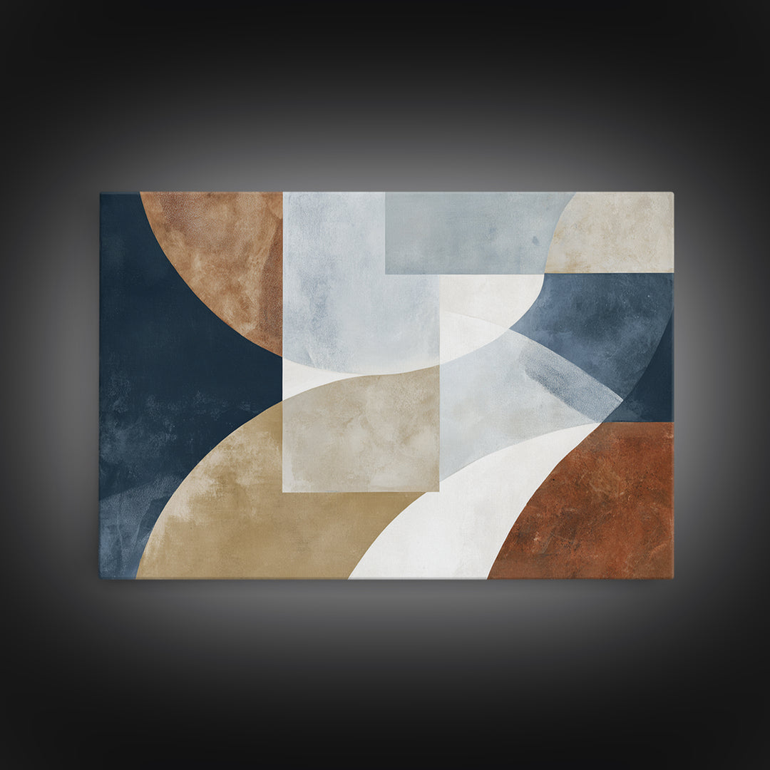 Modern Geometric Composition Framed Canvas Print, General Fine Art, Art Nouveau, Living Room Decor, Abstract Art, GEN-3x2-86
