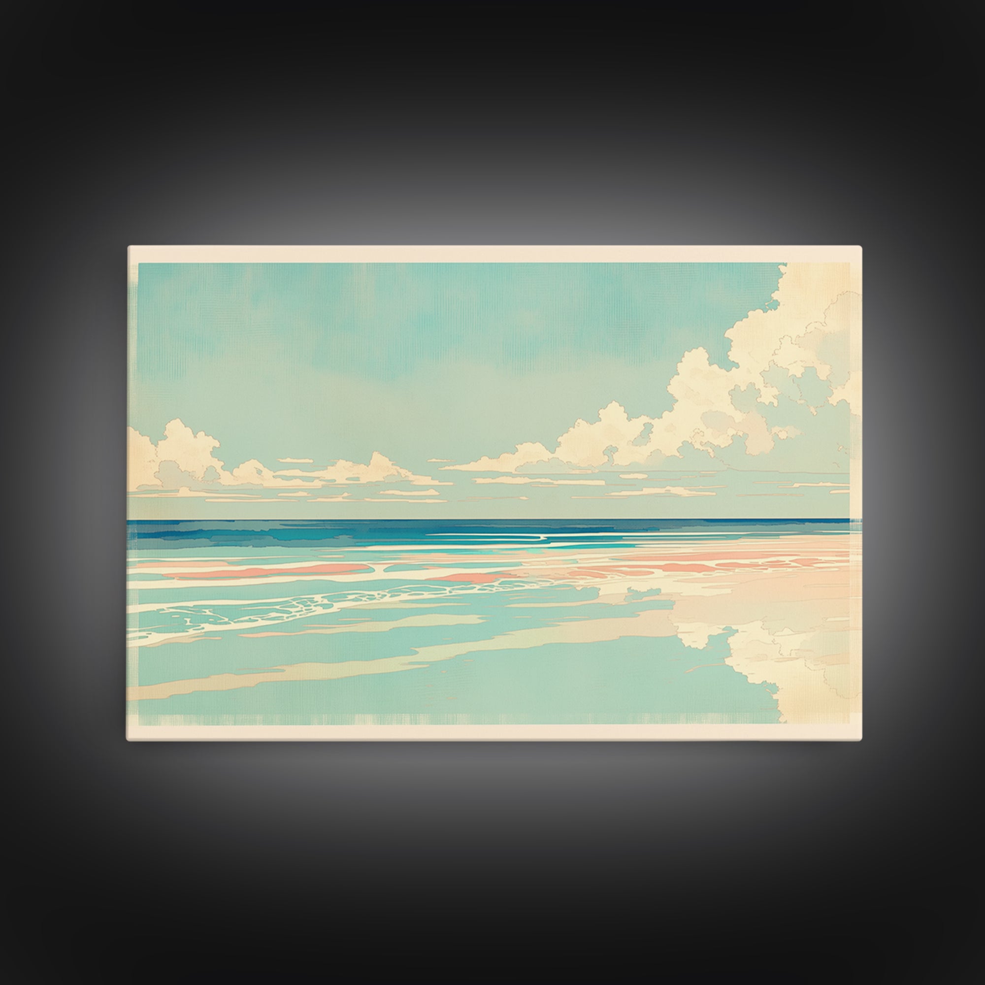 Coastal Water Study Framed Canvas Print, General Fine Art, Wall Hanging, Living Room Decor, Fine Art, Statement Artwork, GEN-3x2-9