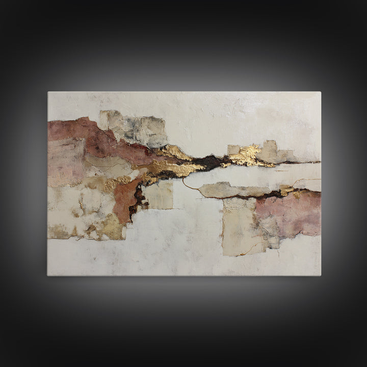 Earthy Plaster Texture Abstract Framed Canvas Print, General Fine Art, Canvas, Living Room Decor, Abstract Art, GEN-3x2-91