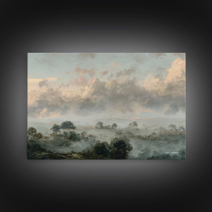 Romantic Cloudscape with Blush and Cream Tones Canvas Print, General Fine Art, Canvas Wall Art, Living Room Decor, Abstract Art, GEN-3x2-94