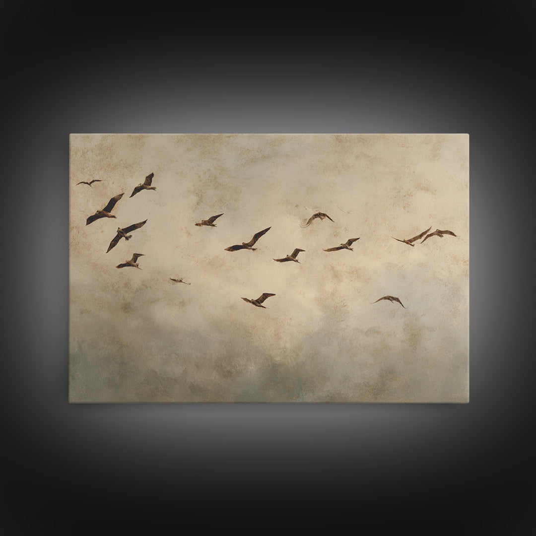 Minimal Birds in Flight over an Open Canvas Print, General Fine Art, Abstract Art, Living Room Decor, Fine Art, GEN-3x2-98