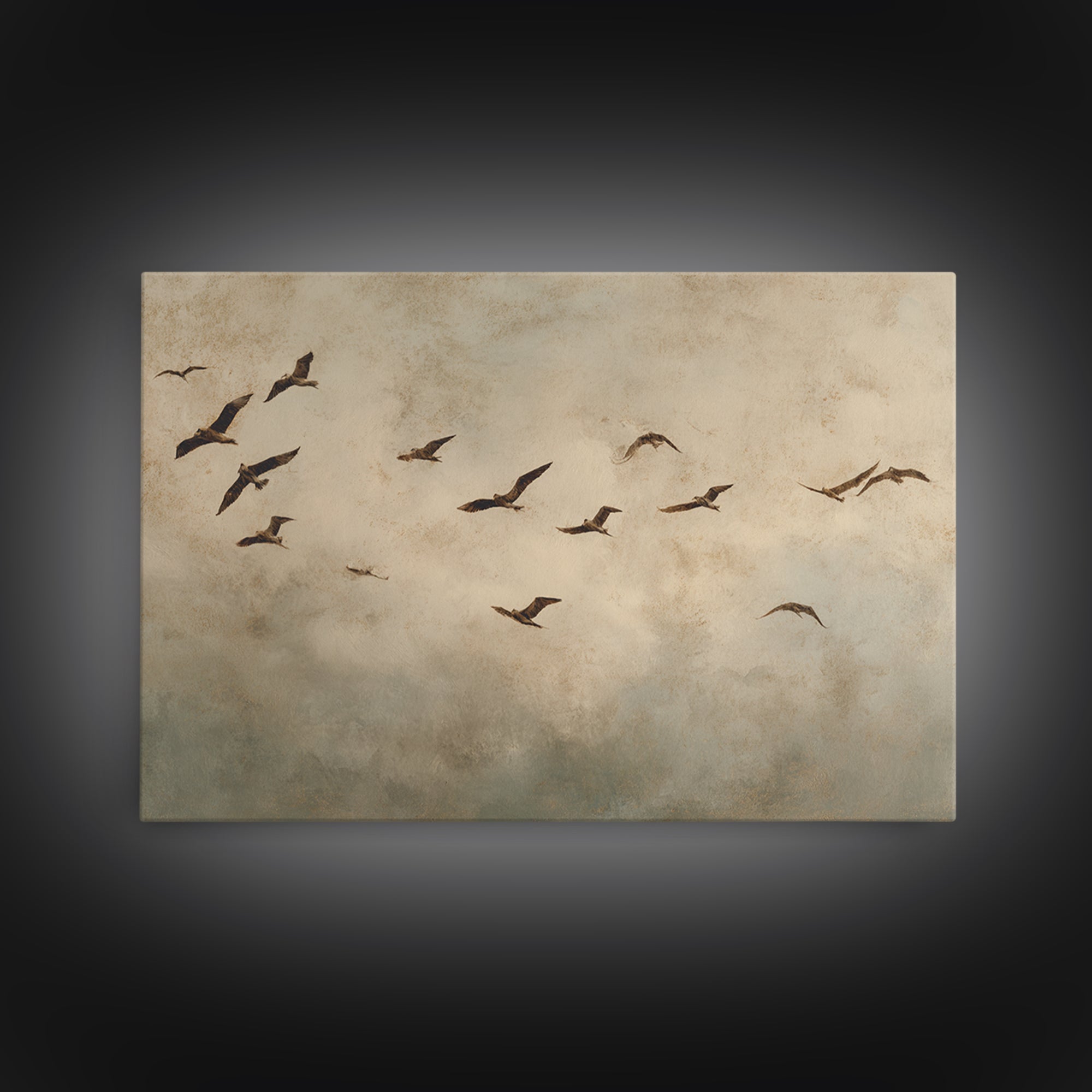 Minimal Birds in Flight over an Open Canvas Print, General Fine Art, Abstract Art, Living Room Decor, Fine Art, GEN-3x2-98