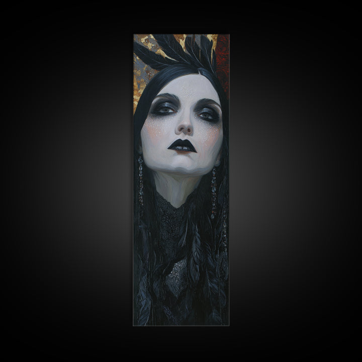 Vampire Inspired Portrait with Pale Skin and Canvas Print, Gothic Art, Canvas Painting, Living Room Decor, Fine Art, Gothic, GOT-1x3-22