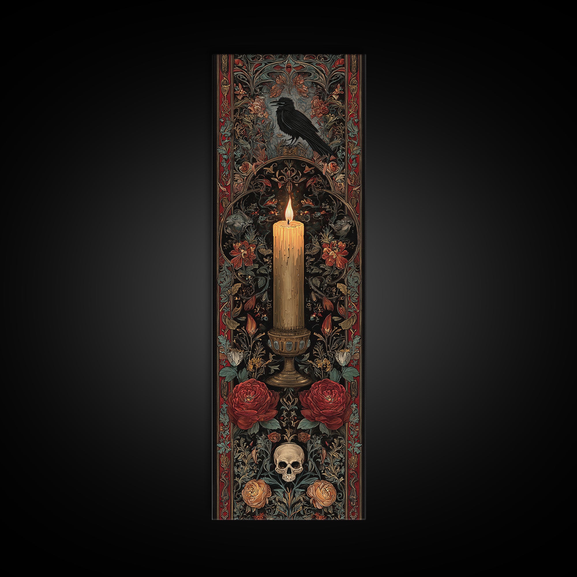 Medieval Illuminated Border Canvas Print, Gothic Art, Room Decor, Living Room Decor, Fine Art, Gothic, Printable Wall Art, GOT-1x3-28