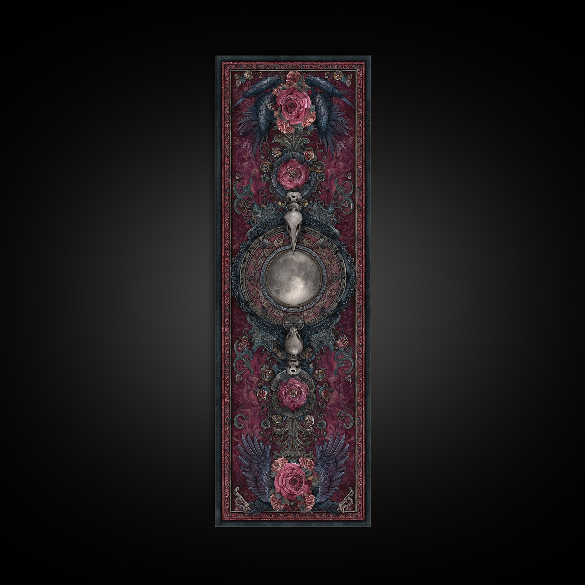 Medieval Illuminated Border Framed Canvas Print, Gothic Art, Canvas Tote Bag, Living Room Decor, Oil Painting, Gothic, GOT-1x3-76