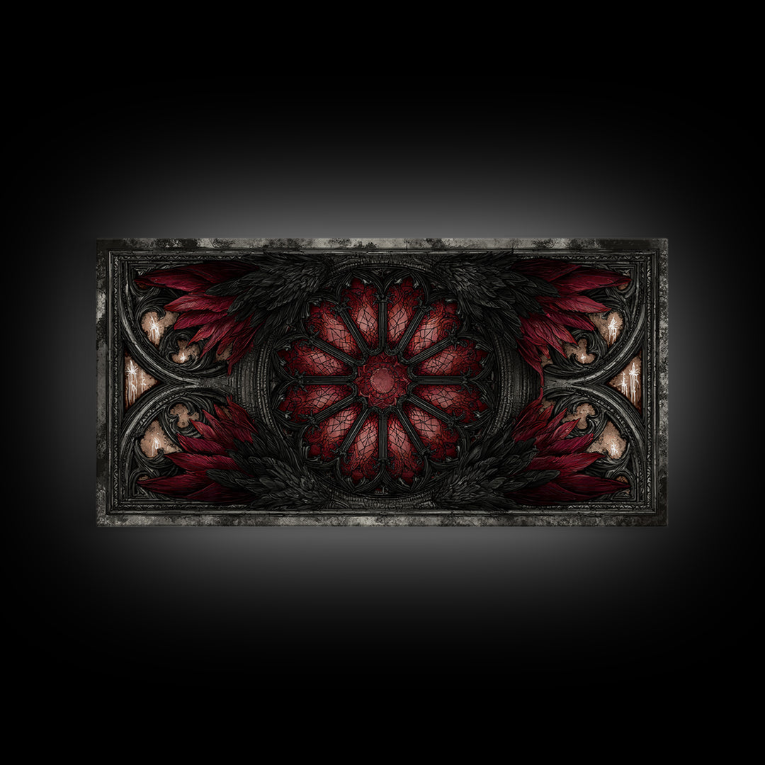 Gothic Cathedral Window Canvas Print, Gothic Art, Statement Artwork, Living Room Decor, Fine Art, Gothic, Art Prints, GOT-2x1-22