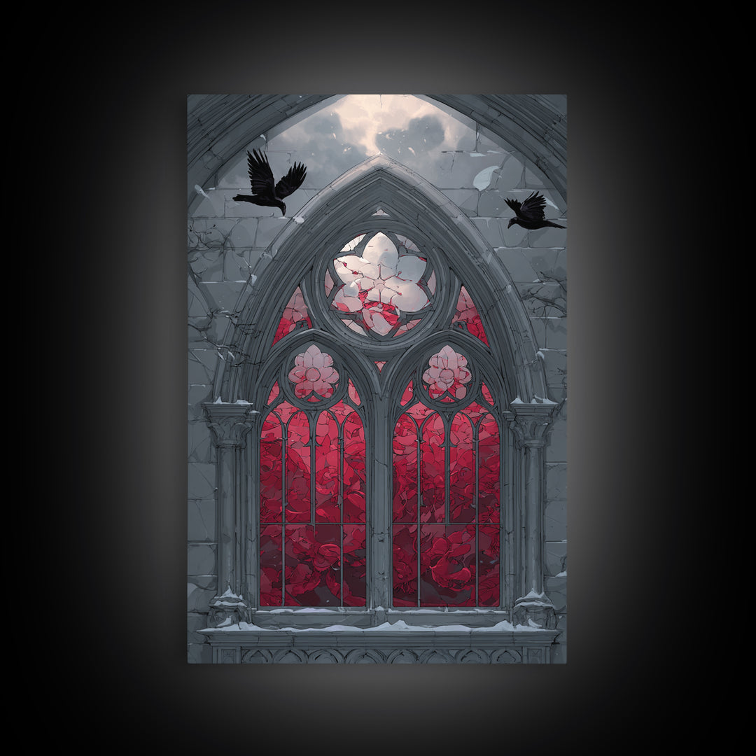 Gothic Cathedral Window Framed Canvas Print, Gothic Art, Contemporary Art, Living Room Decor, Fine Art, Gothic, Art Nouveau, GOT-2x3-34