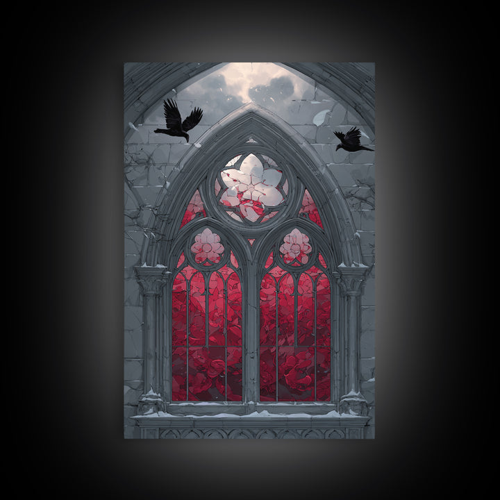 Gothic Cathedral Window Framed Canvas Print, Gothic Art, Contemporary Art, Living Room Decor, Fine Art, Gothic, Art Nouveau, GOT-2x3-34