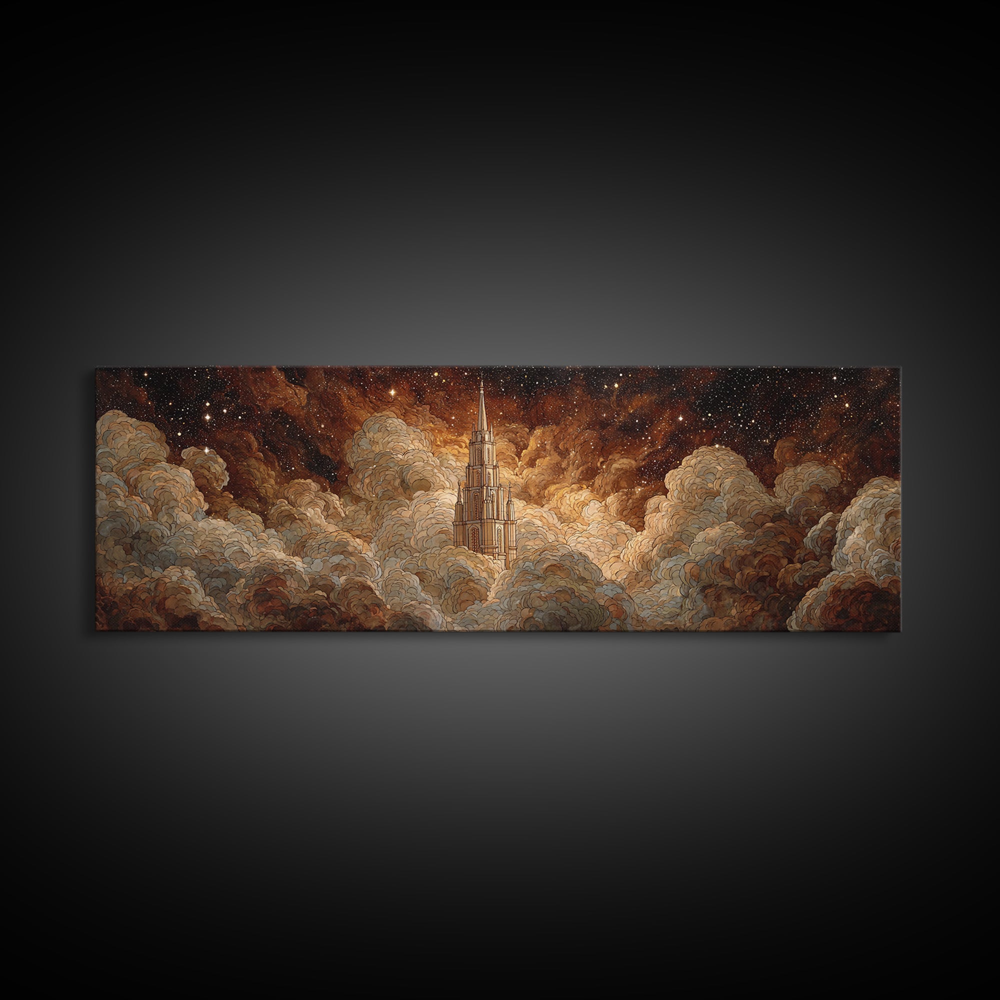 Weeping Angel Statue Canvas Print, Gothic Art, Dark Art, Living Room Decor, Fine Art, Gothic, Textured Painting, GOT-3x1-24