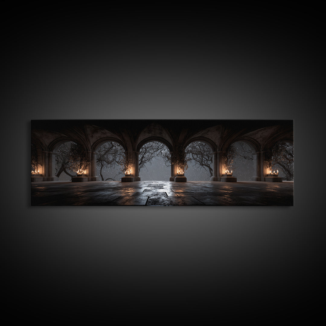 Gothic Archway Filled Canvas Print, Gothic Art, Gallery Decor, Living Room Decor, Fine Art, Gothic, Contemporary Art, GOT-3x1-3