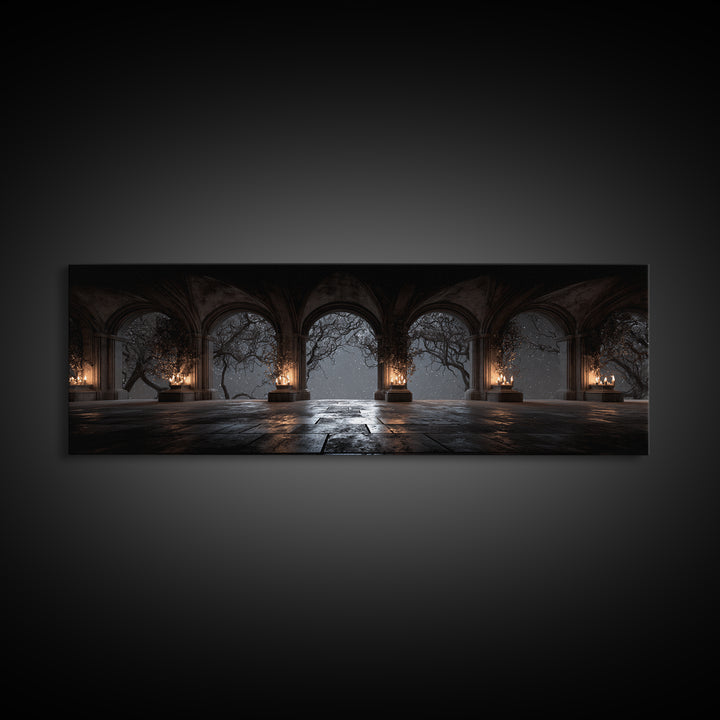 Gothic Archway Filled Canvas Print, Gothic Art, Gallery Decor, Living Room Decor, Fine Art, Gothic, Contemporary Art, GOT-3x1-3