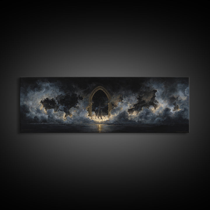 Gothic Archway Filled Canvas Print, Gothic Art, Gothic Decor, Living Room Decor, Gothic, Canvas Painting, Gothic Wallpaper, GOT-3x1-75