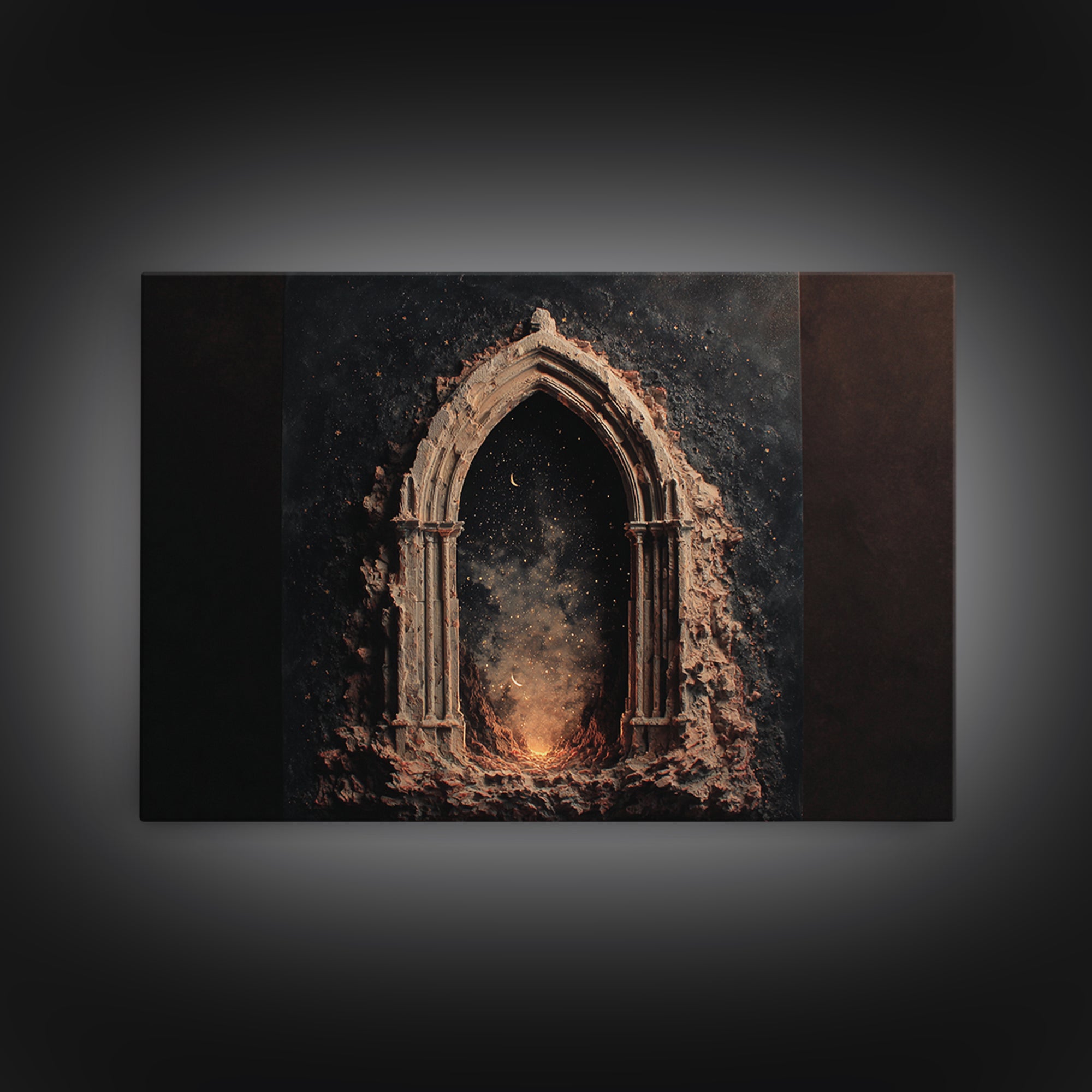 Gothic Archway Filled Framed Canvas Print, Gothic Art, Original Painting, Living Room Decor, Fine Art, Gothic, Canvas Painting, GOT-3x2-15
