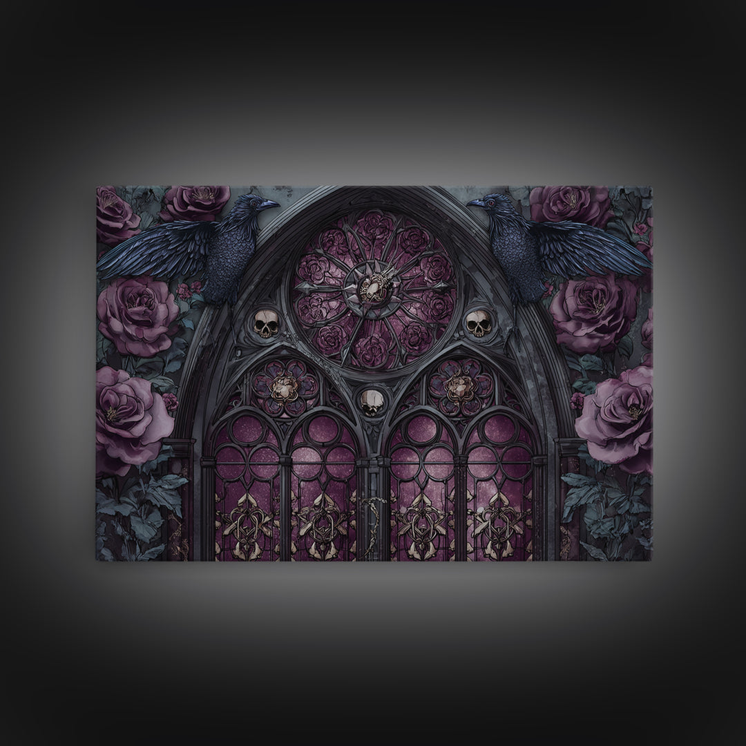 Gothic Cathedral Window Canvas Print, Gothic Art, Dark Academia Decor, Living Room Decor, Fine Art, Gothic, Black and White Art, GOT-3x2-30