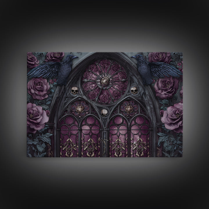 Gothic Cathedral Window Canvas Print, Gothic Art, Dark Academia Decor, Living Room Decor, Fine Art, Gothic, Black and White Art, GOT-3x2-30