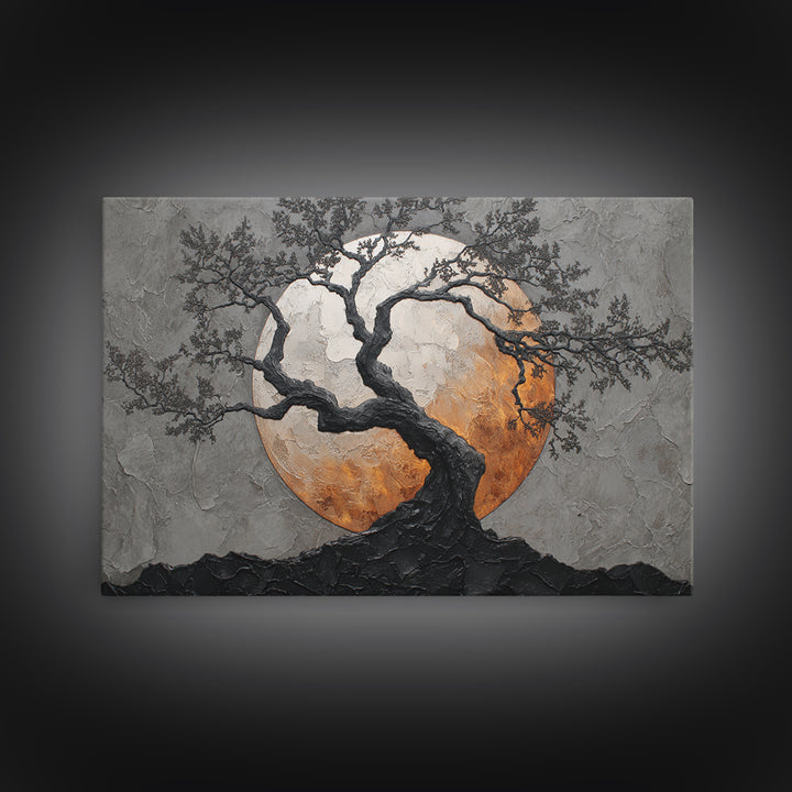 Silver Moon over Twisted Black Trees Canvas Print, Gothic Art, Living Room Decor, Oil Painting, Gothic, Modern Decor, GOT-3x2-37