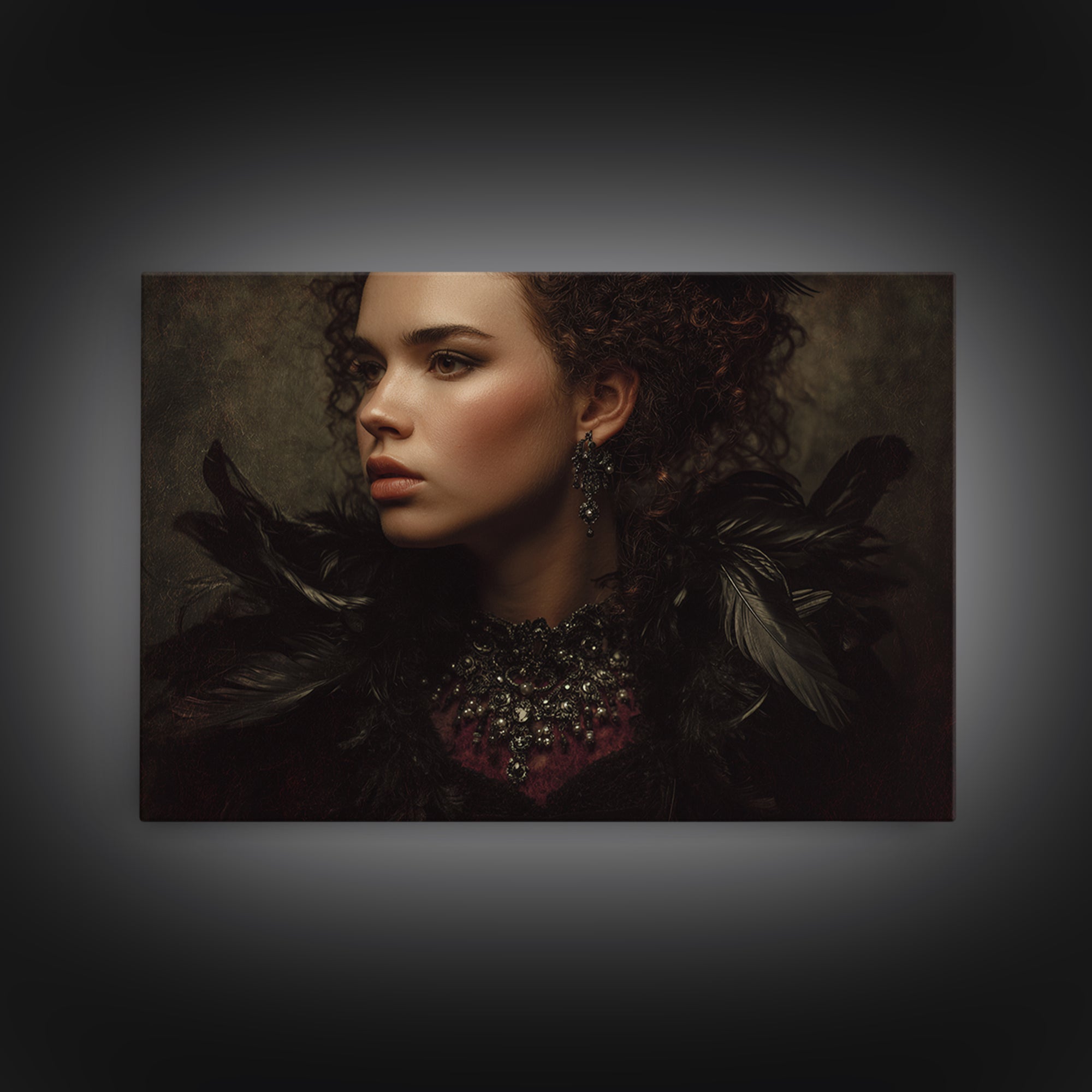 Vampire Inspired Portrait with Pale Skin and Canvas Print, Gothic Art, Canvas Tote Bag, Living Room Decor, Fine Art, Gothic, GOT-3x2-62