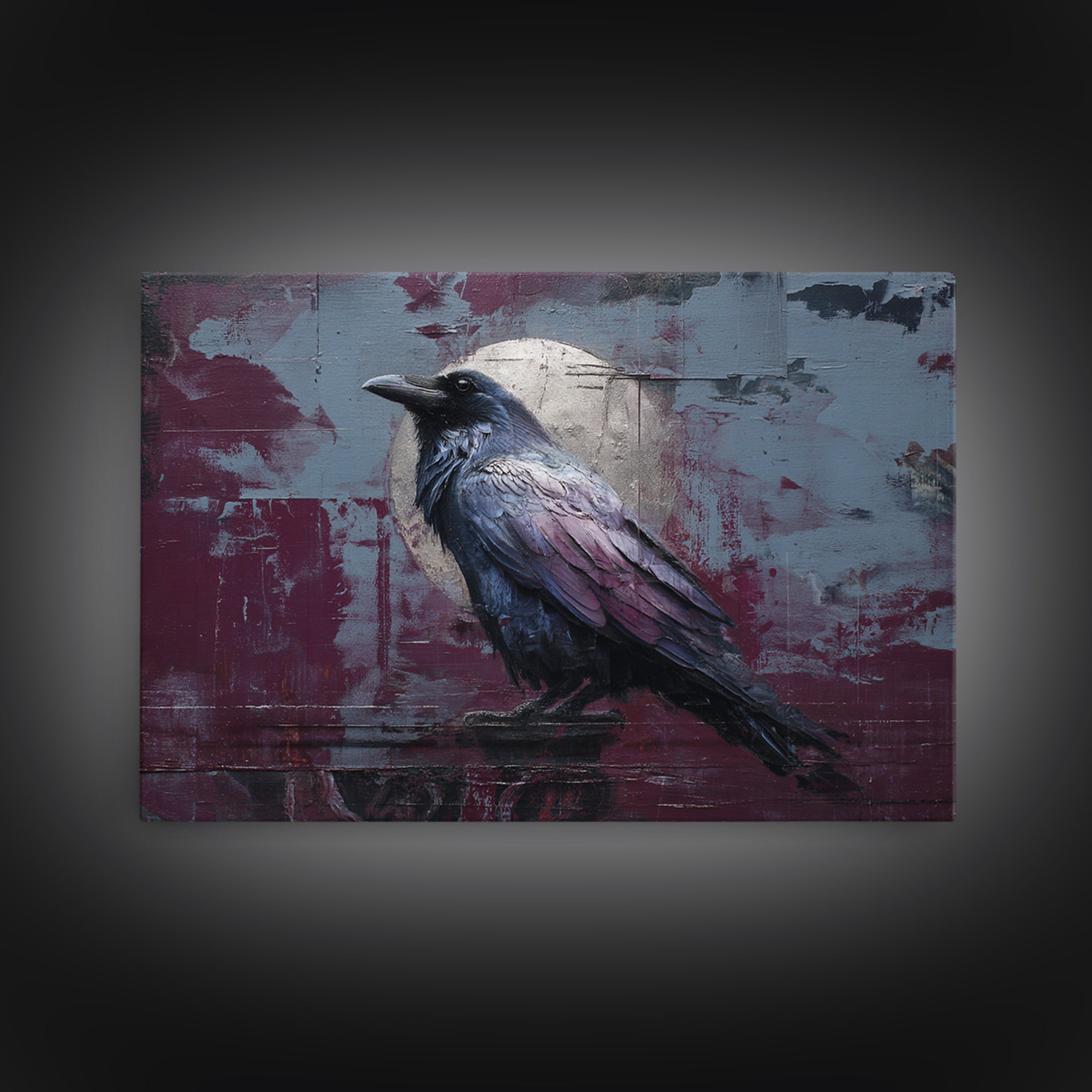 Raven on a Cathedral Gargoyle Framed Canvas Print, Gothic Art, Gallery Decor, Living Room Decor, Fine Art, Gothic, GOT-3x2-77