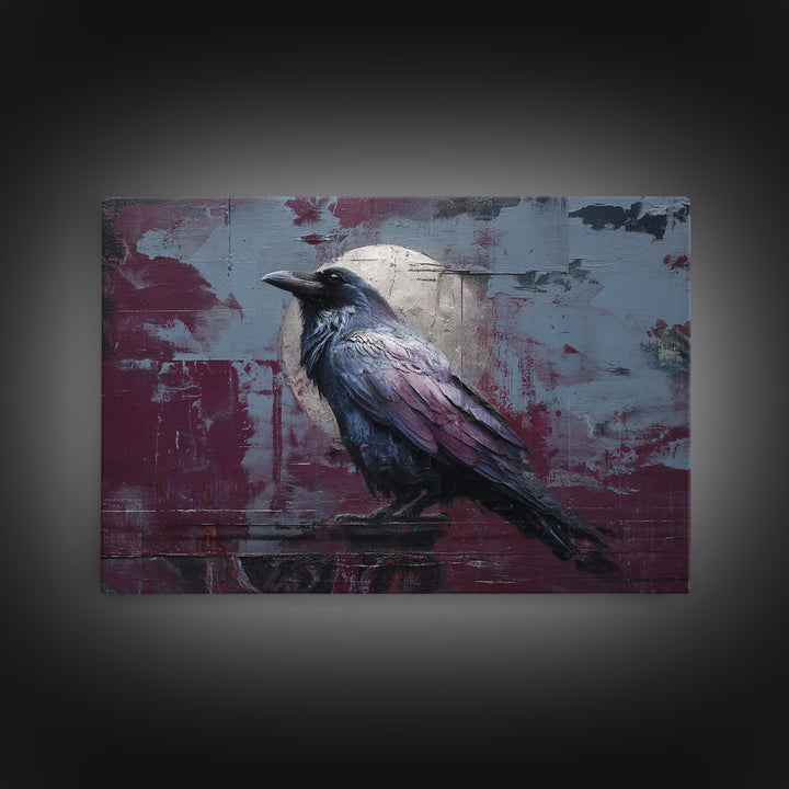 Raven on a Cathedral Gargoyle Framed Canvas Print, Gothic Art, Gallery Decor, Living Room Decor, Fine Art, Gothic, GOT-3x2-77